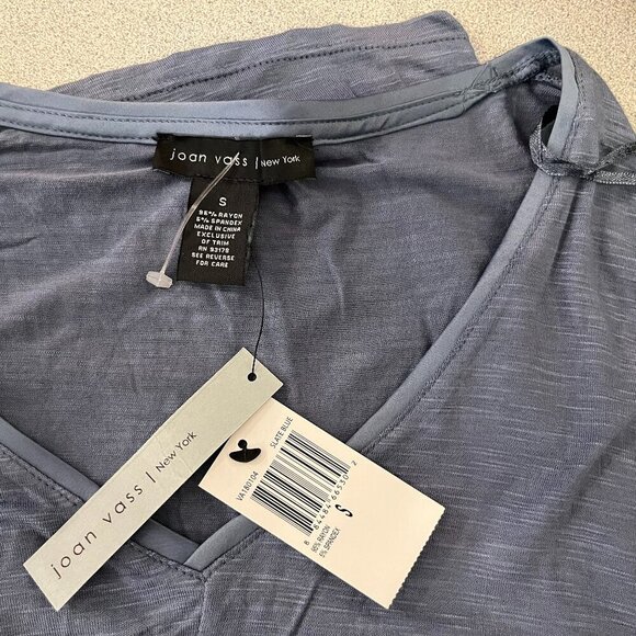 Joan Vass Women's Slate Blue Jersey Knit Assymetrical Top - Size Small - NWT - Picture 4 of 4